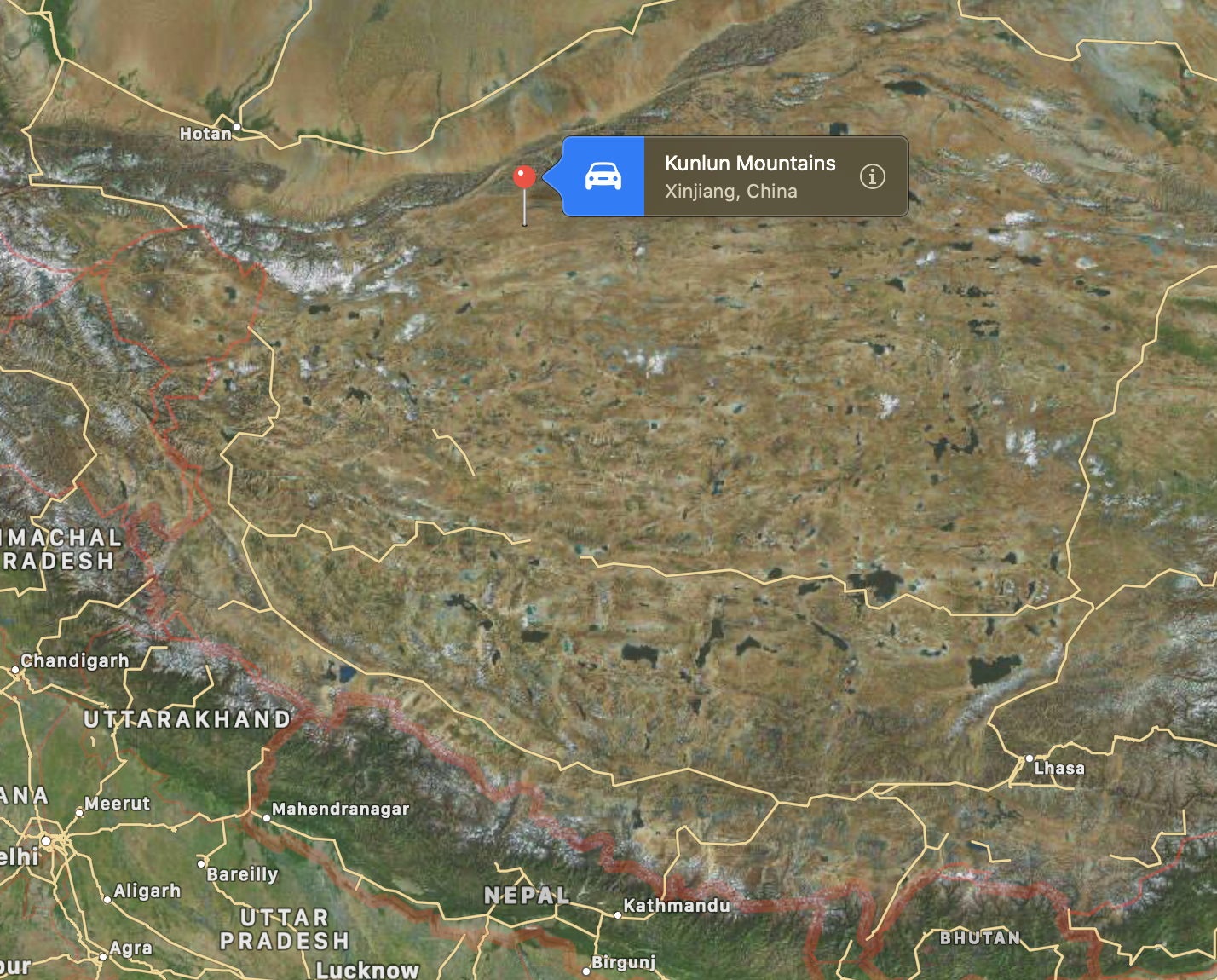 Kunlun Mountains satellite